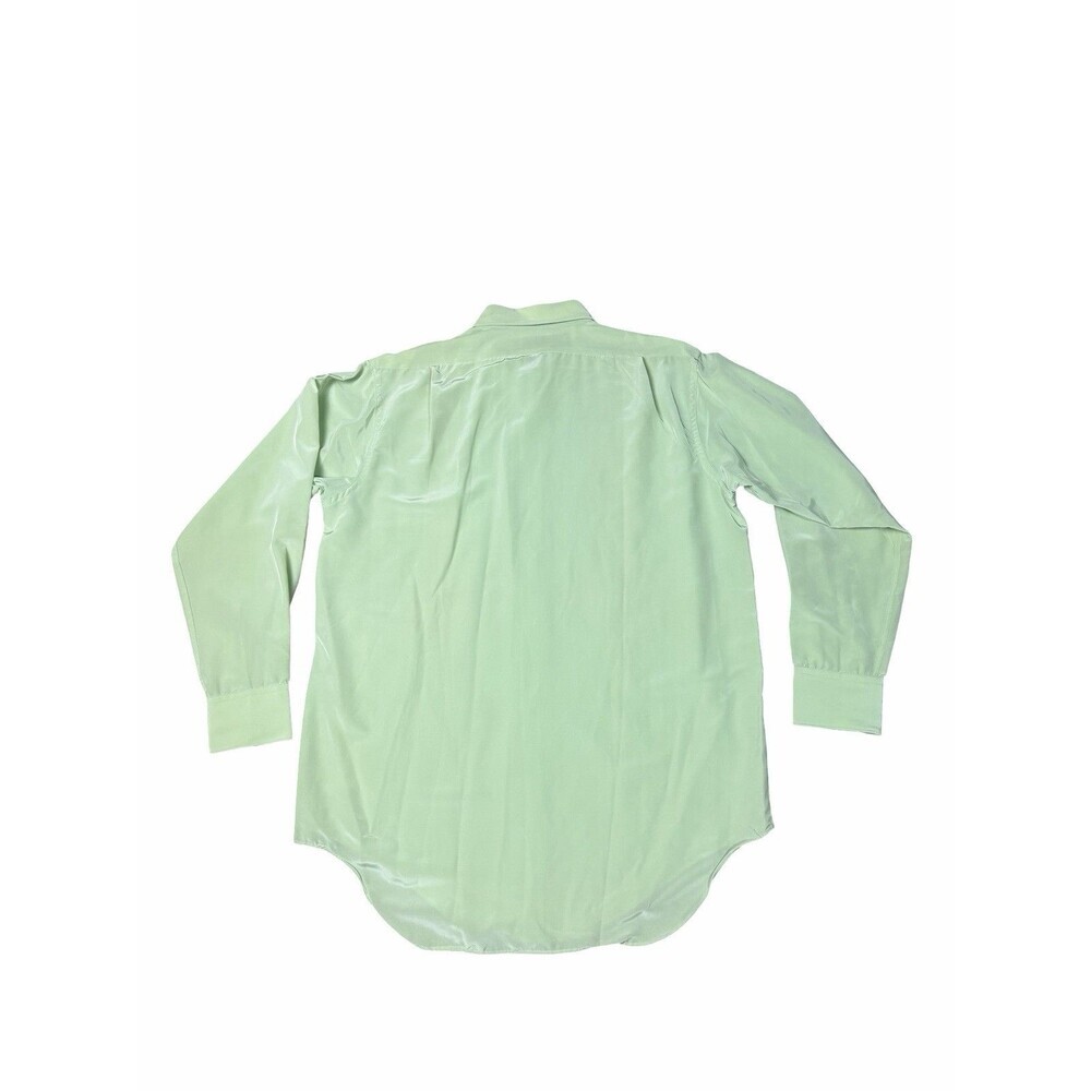 Vintage 70s Men’s M Brent Montgomery Ward Satin Button Up Shirt Mint Green - Picture 5 of 10
